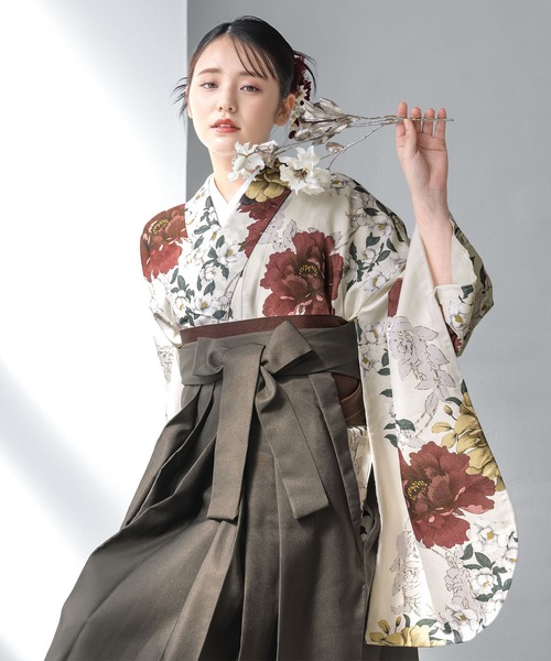 【セール】floroレディース袴4点セット （着物・襦袢・下帯・袴）（着物）｜SOUBIEN（ソウビエン）