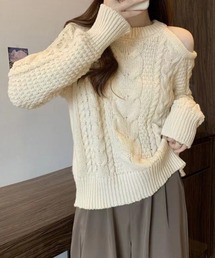 肩出し ケーブルニット」に該当するレディースのニット/セーター