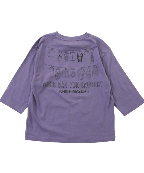 KRIFF MAYER Kid's Collection（クリフメイヤーキッズコレクション）の「【綿100％】楽LUCK-七分袖T（ランドリー）（Tシャツ/カットソー・キッズ・オフホワイト/ブルーグリーン/パープル/チャコール・150/120/170/160/140/130）」の4枚目の写真