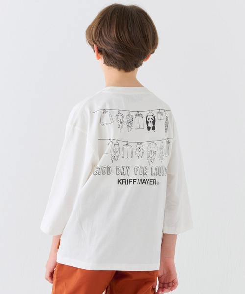 KRIFF MAYER Kid's Collection（クリフメイヤーキッズコレクション）の「【綿100％】楽LUCK-七分袖T（ランドリー）（Tシャツ/カットソー・キッズ・オフホワイト/ブルーグリーン/パープル/チャコール・150/120/170/160/140/130）」の6枚目の写真
