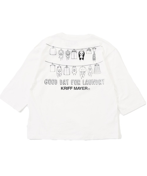 KRIFF MAYER Kid's Collection（クリフメイヤーキッズコレクション）の「【綿100％】楽LUCK-七分袖T（ランドリー）（Tシャツ/カットソー・キッズ・オフホワイト/ブルーグリーン/パープル/チャコール・150/120/170/160/140/130）」の16枚目の写真