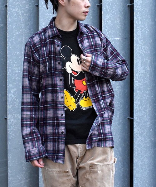 VINTAGE（ヴィンテージ）の「【ヴィンテージ古着】90’s Gifts Royal プリントネル チェック柄シャツ（シャツ/ブラウス・メンズ・ピンク・X-LARGE）」の8枚目の写真