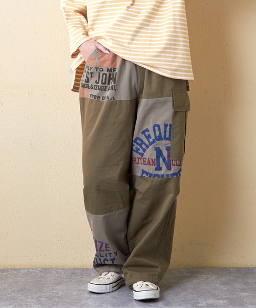 CUBE SUGAR（キューブシュガー）の「ツイル切替プリントカーゴパンツ（カーゴパンツ・レディース・ブラック/マルチ/ナチュラル/カーキ・M）」の4枚目の写真