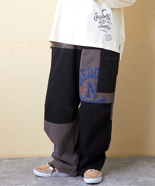 CUBE SUGAR（キューブシュガー）の「ツイル切替プリントカーゴパンツ（カーゴパンツ・レディース・ブラック/マルチ/ナチュラル/カーキ・M）」の2枚目の写真