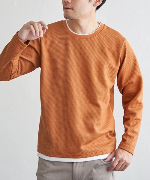 ikka(イッカ)の「【雑誌MonoMax4月号掲載】パイナップルレイヤードロンT【親子コーデ】(Tシャツ/カットソー・メンズ・オレンジ/ネイビー/ベージュ/グリーン/グレー/ブルー・M/L/XL/S)」の6枚目の写真