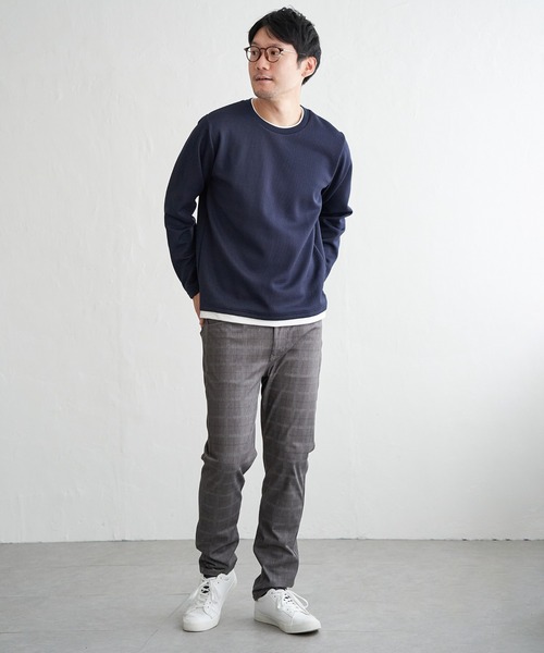 ikka(イッカ)の「【雑誌MonoMax4月号掲載】パイナップルレイヤードロンT【親子コーデ】(Tシャツ/カットソー・メンズ・オレンジ/ネイビー/ベージュ/グリーン/グレー/ブルー・M/L/XL/S)」の14枚目の写真