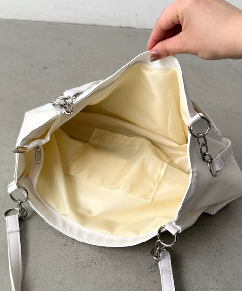 セール】【A4サイズ対応】ダブルポケットPUトートバッグ（トートバッグ