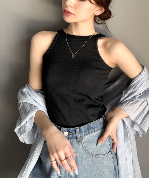 mily bilet（ミウィビレット）の「【mily bilet】シンプルに1枚でも着られる♪カップ付きテレコリブアメスリタンクトップ（タンクトップ・レディース・アイボリー/チャコールグレー/グレー/ブラウン/ブラック・X-LARGE/LARGE/MEDIUM/SMALL）」の13枚目の写真