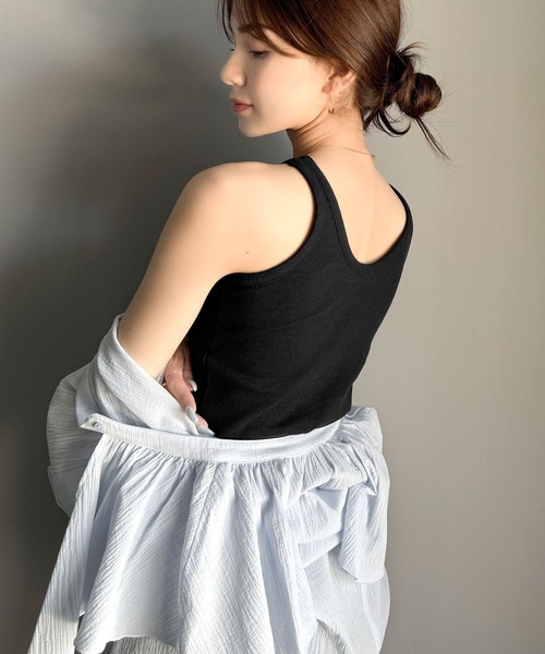 mily bilet（ミウィビレット）の「【mily bilet】シンプルに1枚でも着られる♪カップ付きテレコリブアメスリタンクトップ（タンクトップ・レディース・アイボリー/チャコールグレー/グレー/ブラウン/ブラック・X-LARGE/LARGE/MEDIUM/SMALL）」の14枚目の写真