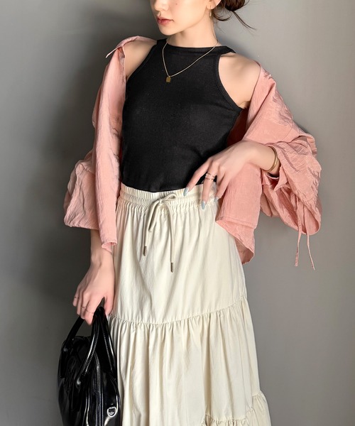 mily bilet（ミウィビレット）の「【mily bilet】シンプルに1枚でも着られる♪カップ付きテレコリブアメスリタンクトップ（タンクトップ・レディース・アイボリー/チャコールグレー/グレー/ブラウン/ブラック・X-LARGE/LARGE/MEDIUM/SMALL）」の18枚目の写真