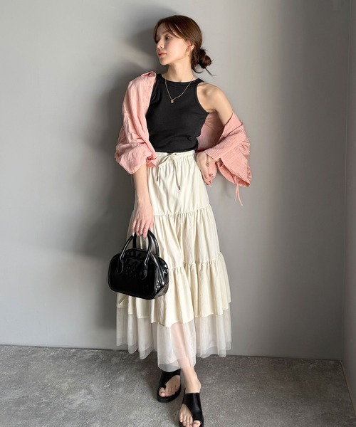 mily bilet（ミウィビレット）の「【mily bilet】シンプルに1枚でも着られる♪カップ付きテレコリブアメスリタンクトップ（タンクトップ・レディース・アイボリー/チャコールグレー/グレー/ブラウン/ブラック・X-LARGE/LARGE/MEDIUM/SMALL）」の20枚目の写真