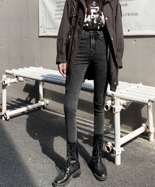 Mayree(メイリー)の「【Mayree】ハイウエスト スキニー デニムパンツ(デニムパンツ・レディース・ブラック/グレー・X-SMALL/MEDIUM/X-LARGE/LARGE/SMALL)」の6枚目の写真