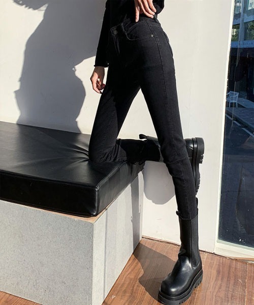 Mayree(メイリー)の「【Mayree】ハイウエスト スキニー デニムパンツ(デニムパンツ・レディース・ブラック/グレー・X-SMALL/MEDIUM/X-LARGE/LARGE/SMALL)」の4枚目の写真