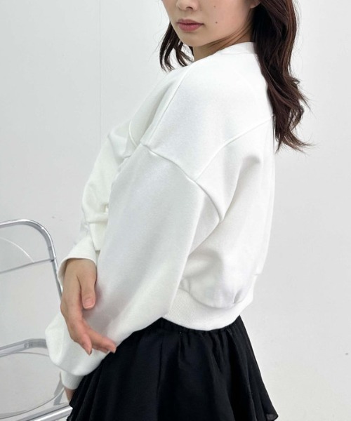 archives(アルシーヴ)の「ドロストショートスウェット(スウェット・レディース・グレー/オフホワイト/ブラック・MEDIUM)」の9枚目の写真