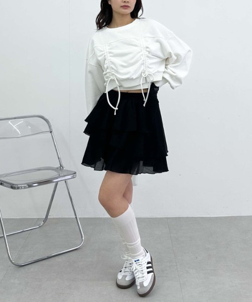 archives(アルシーヴ)の「ドロストショートスウェット(スウェット・レディース・グレー/オフホワイト/ブラック・MEDIUM)」の10枚目の写真