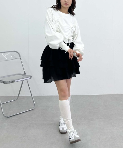 archives(アルシーヴ)の「ドロストショートスウェット(スウェット・レディース・グレー/オフホワイト/ブラック・MEDIUM)」の11枚目の写真