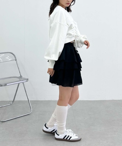 archives(アルシーヴ)の「ドロストショートスウェット(スウェット・レディース・グレー/オフホワイト/ブラック・MEDIUM)」の12枚目の写真