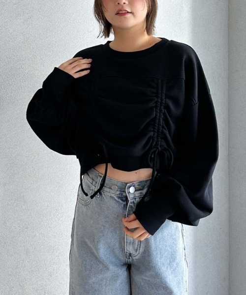 archives(アルシーヴ)の「ドロストショートスウェット(スウェット・レディース・グレー/オフホワイト/ブラック・MEDIUM)」の14枚目の写真