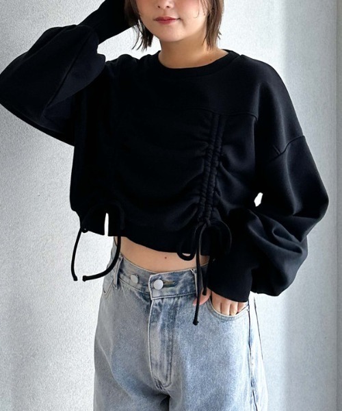 archives(アルシーヴ)の「ドロストショートスウェット(スウェット・レディース・グレー/オフホワイト/ブラック・MEDIUM)」の15枚目の写真