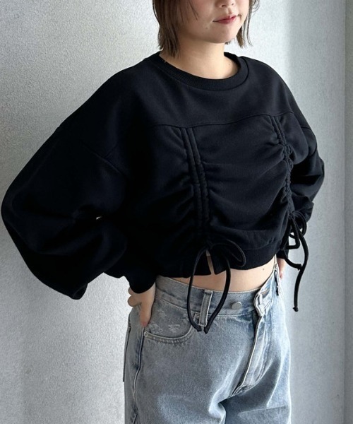 archives(アルシーヴ)の「ドロストショートスウェット(スウェット・レディース・グレー/オフホワイト/ブラック・MEDIUM)」の16枚目の写真