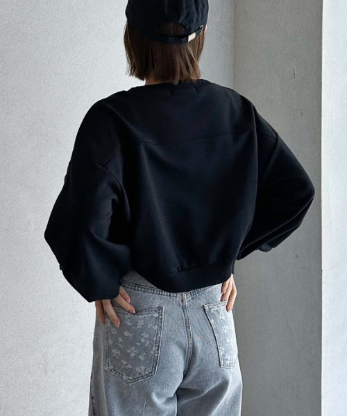 archives(アルシーヴ)の「ドロストショートスウェット(スウェット・レディース・グレー/オフホワイト/ブラック・MEDIUM)」の17枚目の写真