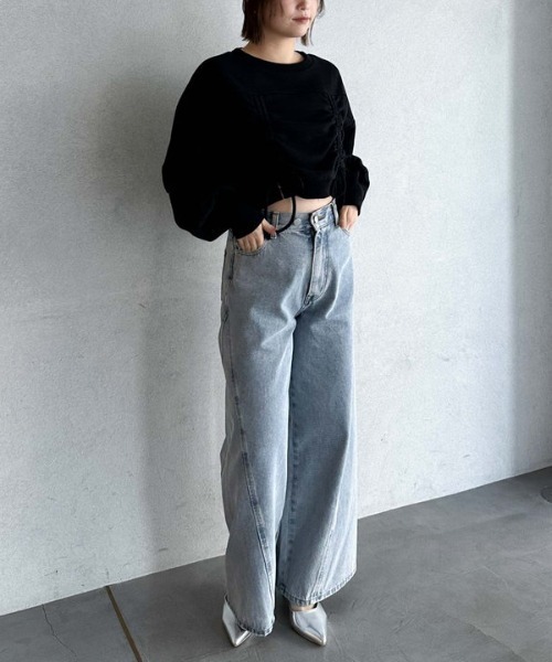 archives(アルシーヴ)の「ドロストショートスウェット(スウェット・レディース・グレー/オフホワイト/ブラック・MEDIUM)」の18枚目の写真