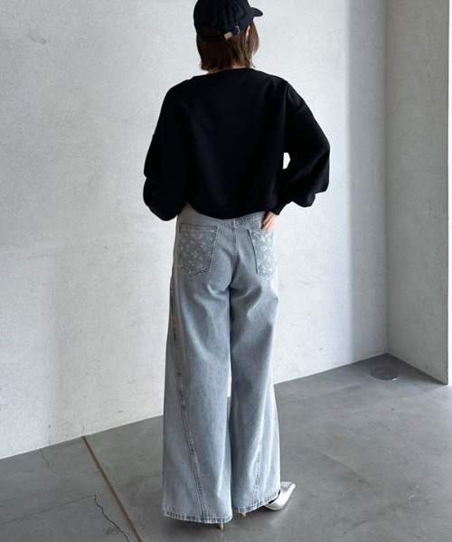 archives(アルシーヴ)の「ドロストショートスウェット(スウェット・レディース・グレー/オフホワイト/ブラック・MEDIUM)」の21枚目の写真