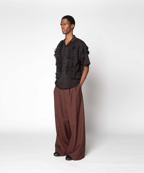 yoshiokubo（ヨシオクボ）の「yoshiokubo ヨシオクボ / TWIST WOOL SLACKS ツイストウールワイドスラックス / YKS25411（スラックス・メンズ・ブラウン/ブラック・1/2/3）」の4枚目の写真