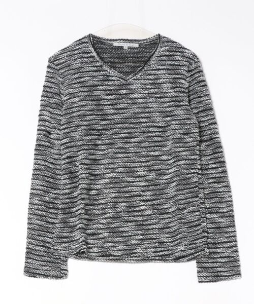 NO WAY(ノーウェイ)の「/Growth by Grail/ボーダーVネックカット(Tシャツ/カットソー・メンズ・ブラック/グレー・MEDIUM/LARGE)」の2枚目の写真