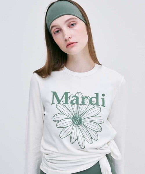 Mardi Mercredi(マルディメクルディ)の「AIRLIFT side slit top flowermardi / エアリフト サイド スリット トップ フラワーマルディ(Tシャツ/カットソー・レディース・ホワイト系その他/ブルー系その他/アイボリー/ホワイト系その他2/ブラック系その他/ブラック系その他2/チャコール/ブラック・FREE)」の4枚目の写真