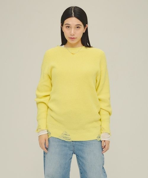 eL(エル)の「【eL】5G Crush Pullover LS/306887(ニット/セーター・レディース・ネイビー/グレー/イエロー系その他・FREE)」の5枚目の写真