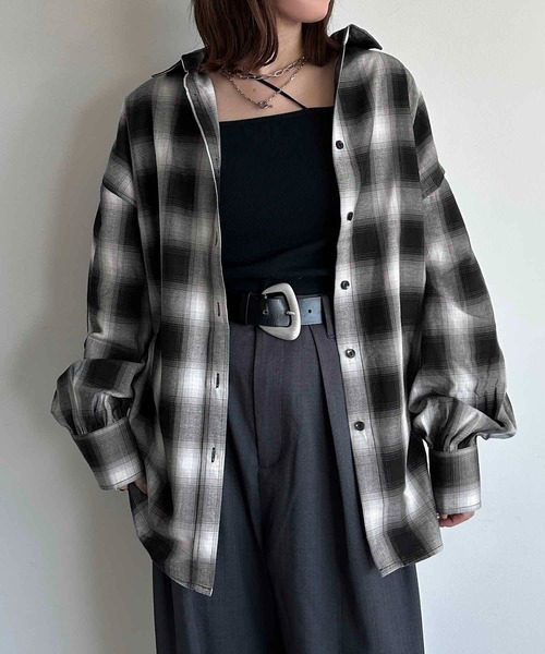 apres jour mignon(アプレジュールミニョン)の「袖ボリュームチェックシャツ【ZOZOTOWN限定アイテム】(シャツ/ブラウス・レディース・ネイビー/ホワイト系その他/ブラック系その他/ホワイト系その他2/ブラウン系その他・X-LARGE/フリー)」の10枚目の写真