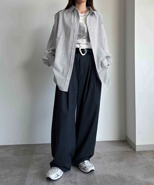 apres jour mignon(アプレジュールミニョン)の「袖ボリュームチェックシャツ【ZOZOTOWN限定アイテム】(シャツ/ブラウス・レディース・ネイビー/ホワイト系その他/ブラック系その他/ホワイト系その他2/ブラウン系その他・X-LARGE/フリー)」の7枚目の写真