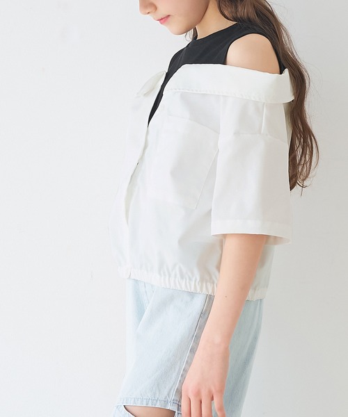 coca（coca）（コカ）の「キッズ　タンクドッキングオープンショルダーシャツ（シャツ/ブラウス・キッズ・ラベンダー/ホワイト・150/120/130/140）」の22枚目の写真