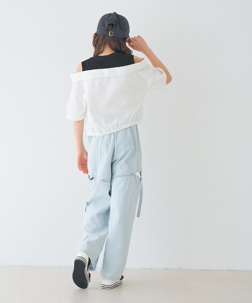 coca（coca）（コカ）の「キッズ　タンクドッキングオープンショルダーシャツ（シャツ/ブラウス・キッズ・ラベンダー/ホワイト・150/120/130/140）」の21枚目の写真