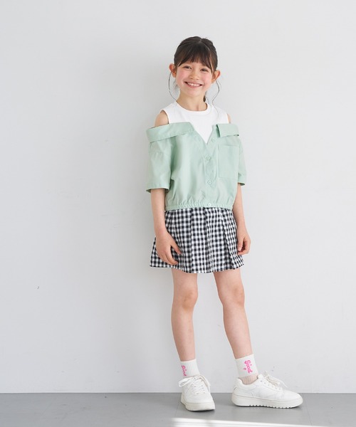 coca（coca）（コカ）の「キッズ　タンクドッキングオープンショルダーシャツ（シャツ/ブラウス・キッズ・ラベンダー/ホワイト・150/120/130/140）」の18枚目の写真