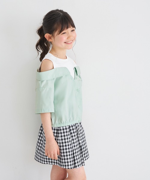 coca（coca）（コカ）の「キッズ　タンクドッキングオープンショルダーシャツ（シャツ/ブラウス・キッズ・ラベンダー/ホワイト・150/120/130/140）」の17枚目の写真