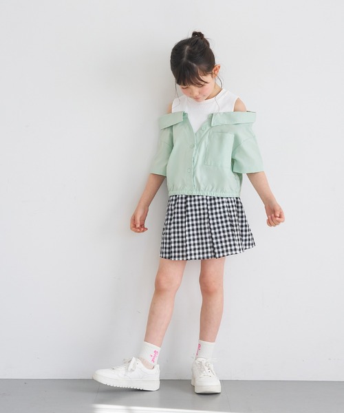 coca（coca）（コカ）の「キッズ　タンクドッキングオープンショルダーシャツ（シャツ/ブラウス・キッズ・ラベンダー/ホワイト・150/120/130/140）」の14枚目の写真