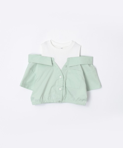 coca（coca）（コカ）の「キッズ　タンクドッキングオープンショルダーシャツ（シャツ/ブラウス・キッズ・ラベンダー/ホワイト・150/120/130/140）」の7枚目の写真