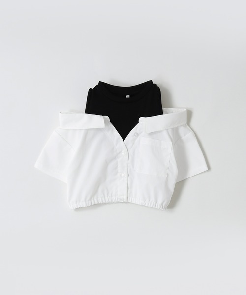 coca（coca）（コカ）の「キッズ　タンクドッキングオープンショルダーシャツ（シャツ/ブラウス・キッズ・ラベンダー/ホワイト・150/120/130/140）」の9枚目の写真