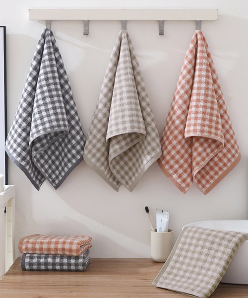IRADOWL（アイラドール）の「【アイラドール room】ギンガムチェックフェイスタオル（タオル・レディース・ピンクベージュ/グレー/ダークグレー・FREE）」の4枚目の写真