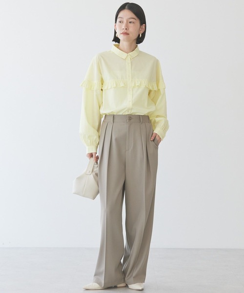 AMERICAN HOLIC（アメリカンホリック）の「タックワイドパンツ（スラックス・レディース・ベージュ/ブラック/グリーン・L/M/S）」の5枚目の写真