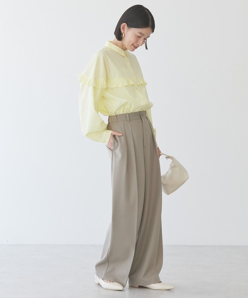 AMERICAN HOLIC（アメリカンホリック）の「タックワイドパンツ（スラックス・レディース・ベージュ/ブラック/グリーン・L/M/S）」の6枚目の写真