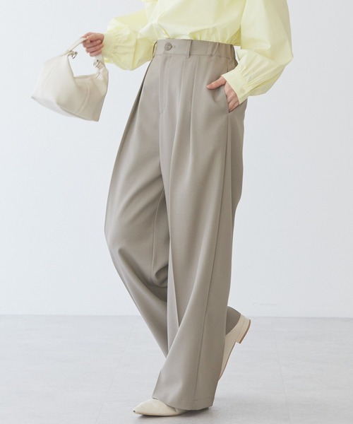 AMERICAN HOLIC（アメリカンホリック）の「タックワイドパンツ（スラックス・レディース・ベージュ/ブラック/グリーン・L/M/S）」の9枚目の写真