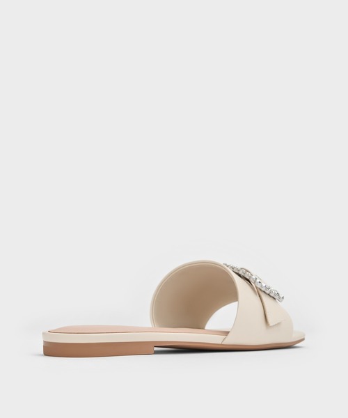 CHARLES&KEITH◆ジェムバックル スクエアトゥ スライドサンダル CHARLES & KEITH｜ジェムバックル スクエアトゥスライドサンダル