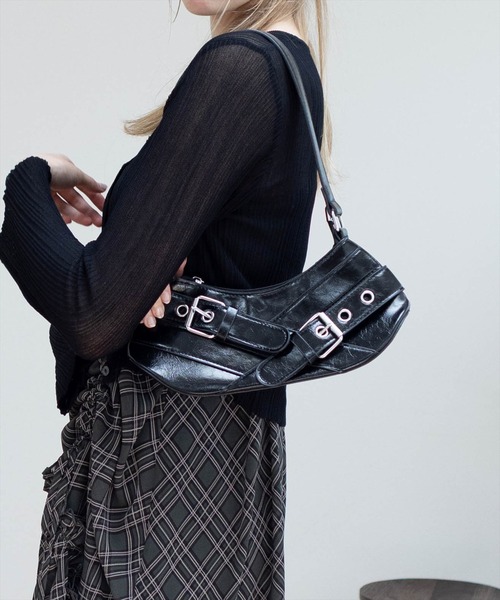 clear(クリア)の「ダブルベルテッドショルダーバッグ≪SS新作≫(ショルダーバッグ・レディース・シルバー/ブラック/アイボリー・F)」の1枚目の写真