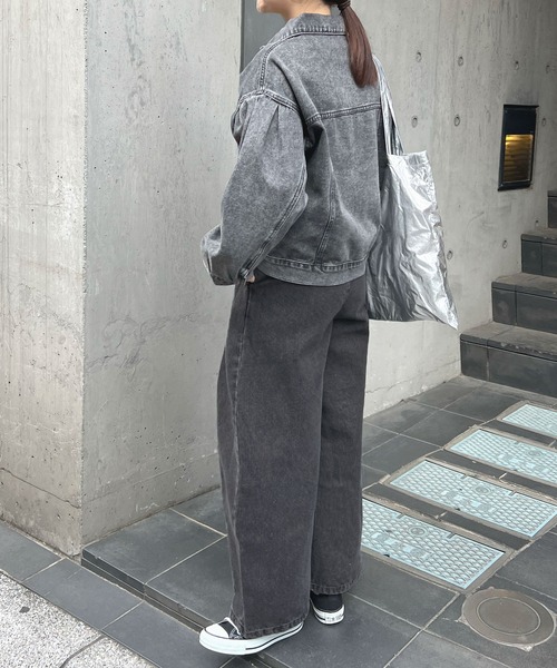 Futier land（フューティアランド）の「デニムアシメタックパンツ（デニムパンツ・レディース・グレー/ライトブルー/インディゴブルー・FREE）」の5枚目の写真