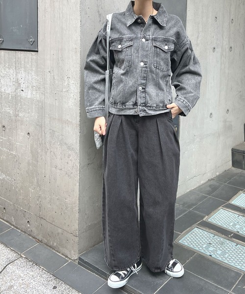 Futier land（フューティアランド）の「デニムアシメタックパンツ（デニムパンツ・レディース・グレー/ライトブルー/インディゴブルー・FREE）」の8枚目の写真