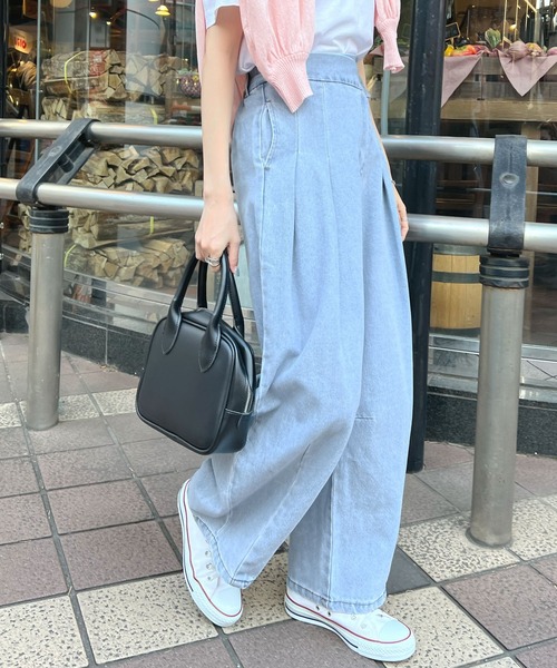 Futier land（フューティアランド）の「デニムアシメタックパンツ（デニムパンツ・レディース・グレー/ライトブルー/インディゴブルー・FREE）」の10枚目の写真