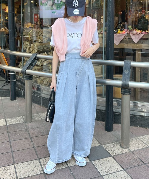 Futier land（フューティアランド）の「デニムアシメタックパンツ（デニムパンツ・レディース・グレー/ライトブルー/インディゴブルー・FREE）」の13枚目の写真